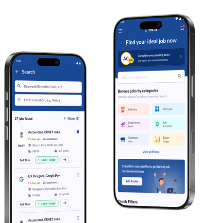 NCS mobile app screens